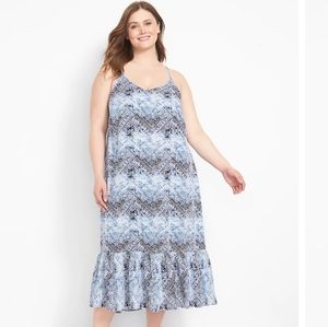 Sleep by Cacique Printed Maxi Chemise With Ruffle Hem NWOT